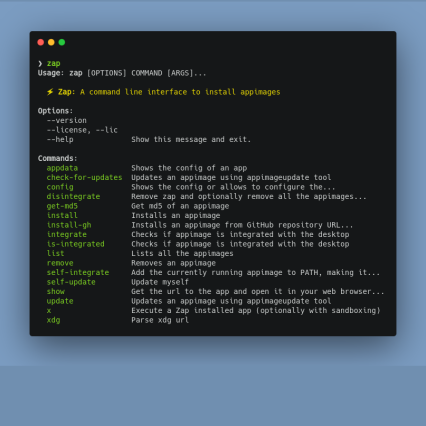 Zap AppImage package manager